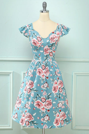 Robe rose rose floral vintage